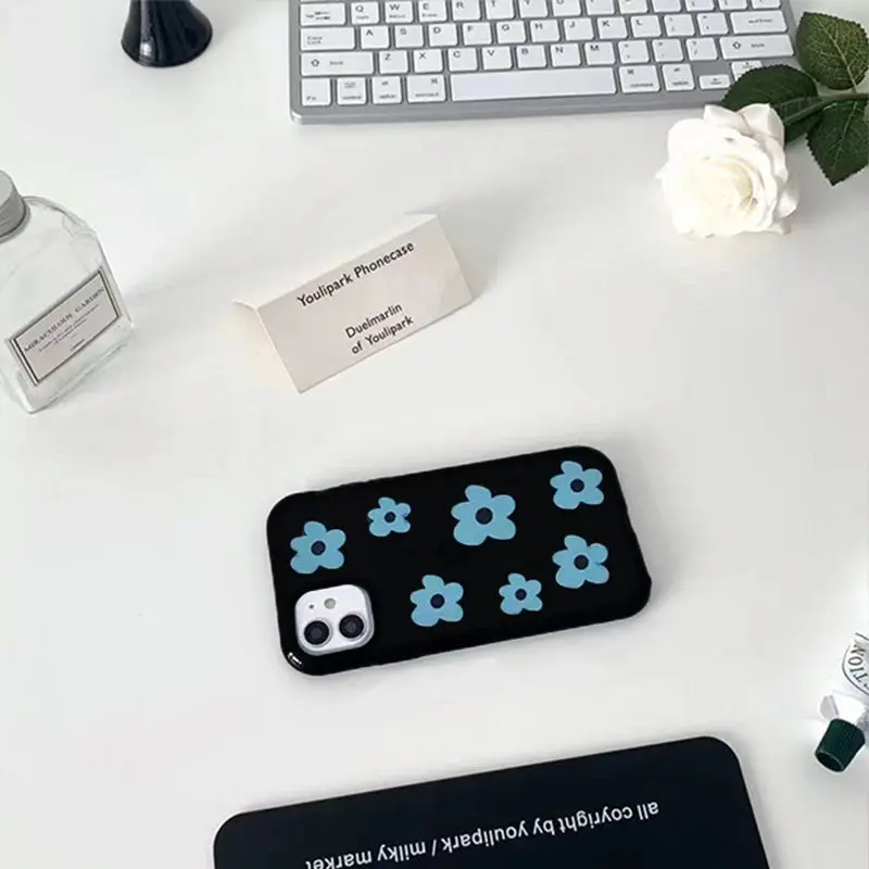 Cool Art Flowers Black iPhone Case