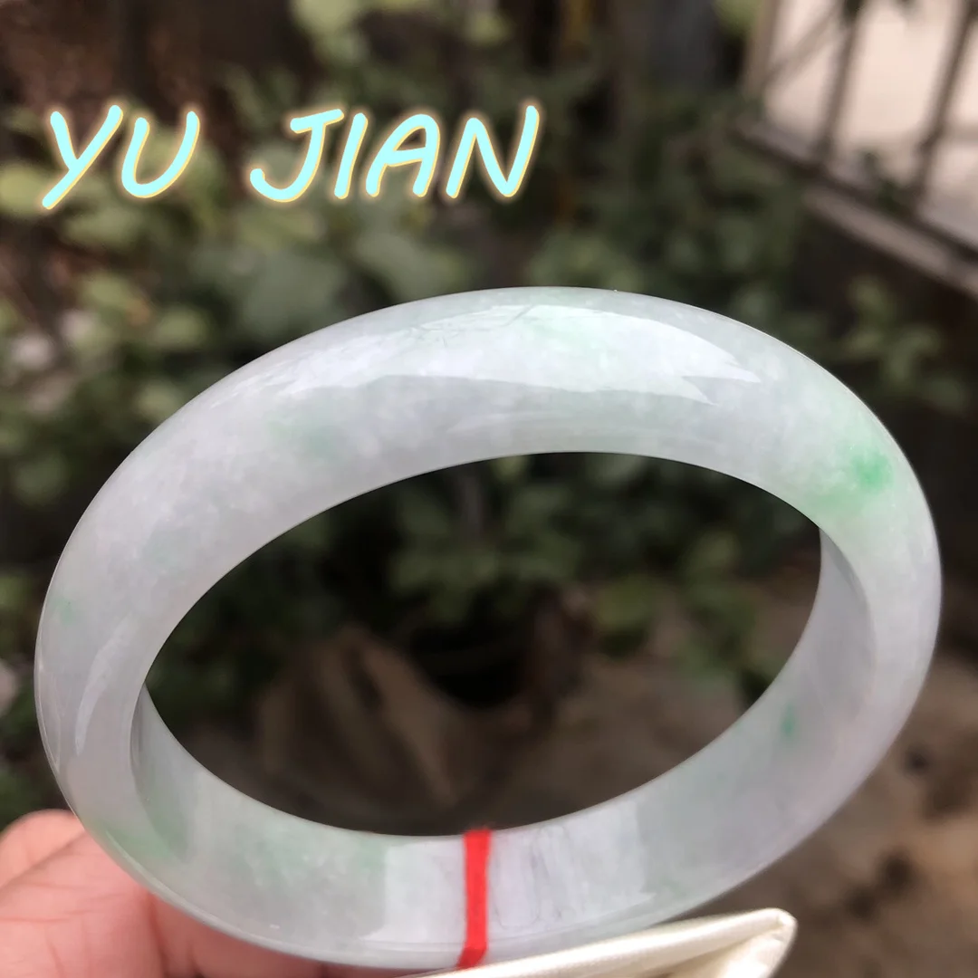 

A Goods Pure Natural Colour Rare High Quality Floating GREEN Flower Jadeite Bangle Fine Jade Bracelet Handring Jewelry