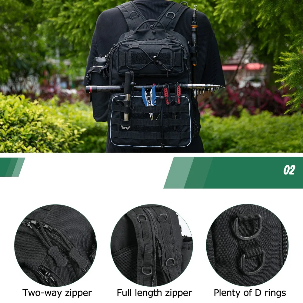 Fishing Tackle Backpack Storage Bag, Fishing Bag With Rod Holder Lightweight Waterproof Fishing Backpack Fishing Shoulder Gear Bag Fishing Gift Men Women H