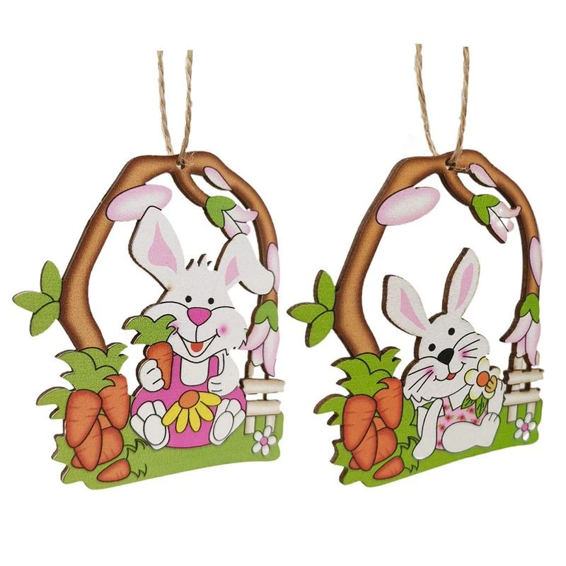 Easter Decorations Home Wooden Bunny Easter Decoration Pendant Wood