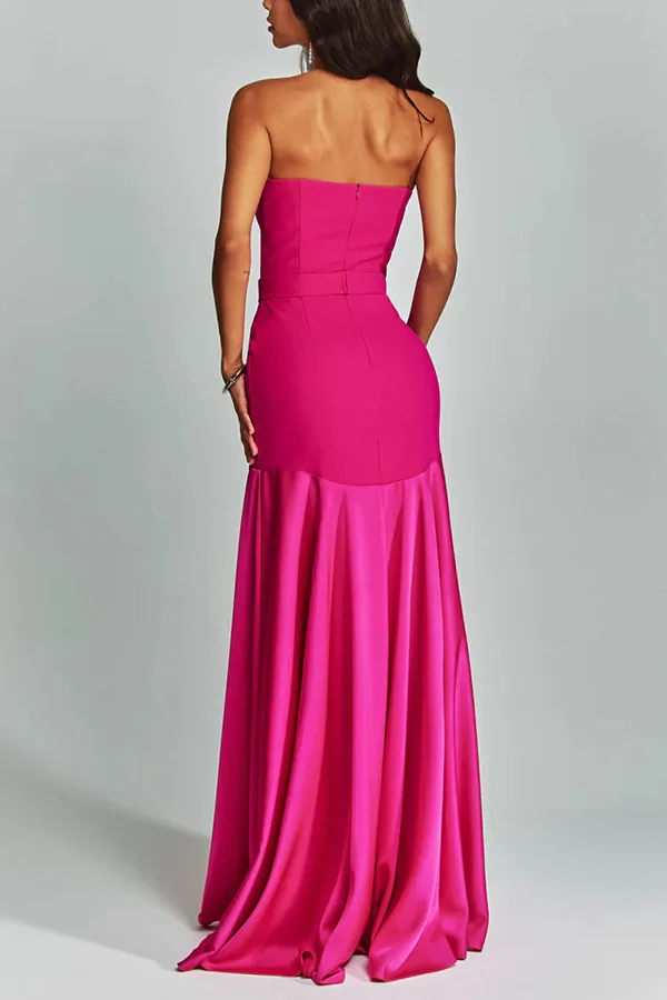 Image of Summer New Strapless Sleeveless Spaghetti Strap Bodycon Solid Color Dress Women Casual Party Slim Fit Elegant Cocktail Beachwear