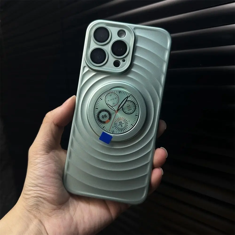 

Wave pattern magnetic suction bracket 15promax phone case creative dial dial paddle iPhone 14pro frosted 13 hard case protection