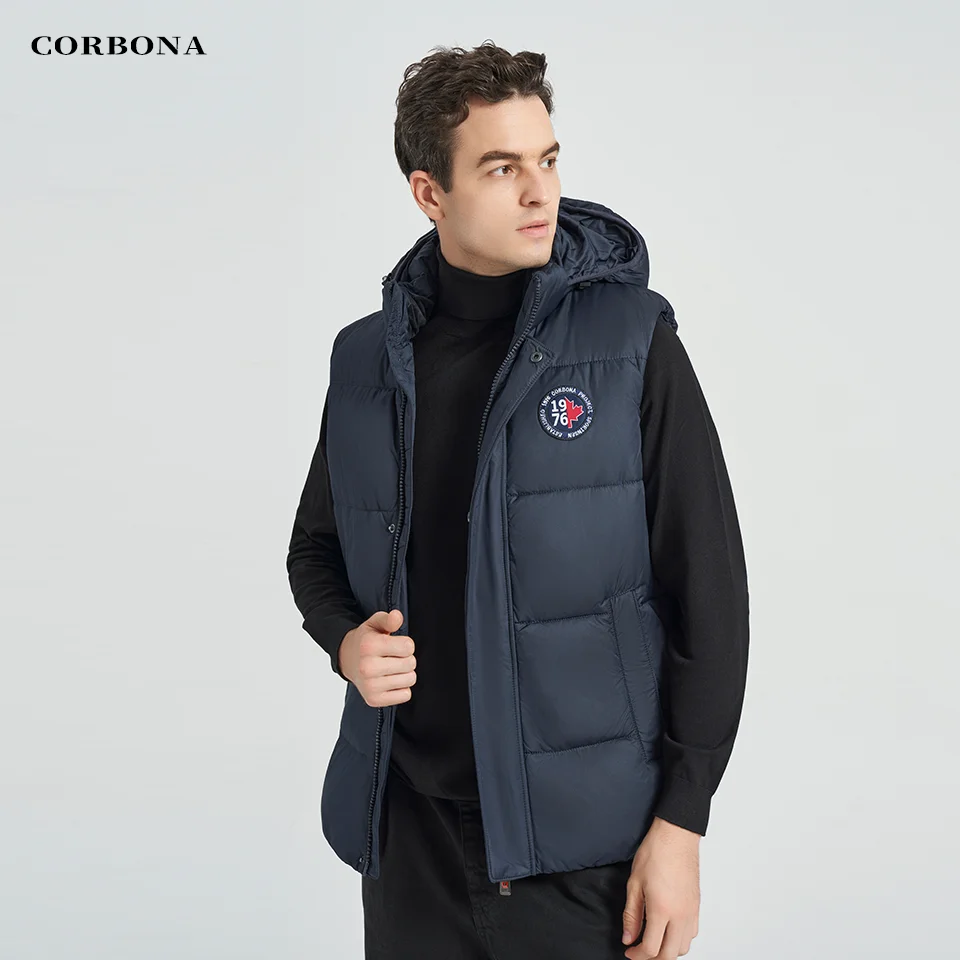 CORBONA Winter Sleeveless Vest Oversize Man’s Coat Hooded Autumn Warm Plush Jacket Cotton Padded Long Male Brand Clothing 2022