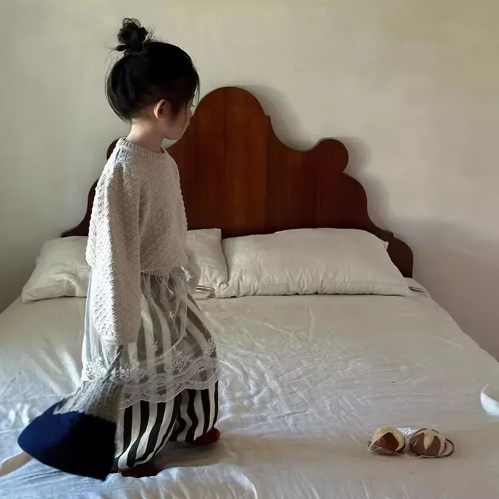 아동복 소매 스웨터, 한국 소녀 스웨터, 짧은 2024, 라운드 칼라, 루즈한 심플, 가을, 겨울, 신상