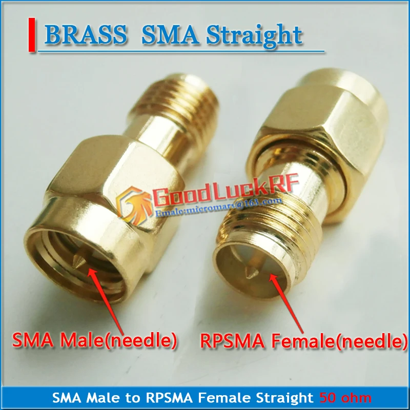 

SMA Male to RP-SMA RP SMA RPSMA Female Plug Cable Antenna Connector Socket GOLD Palted Brass Straight Coaxial RF Adapter