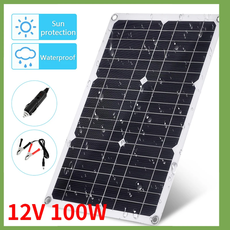 

Professional 100W 12V Solar Panel Kit Single/Dual USB Port Off Grid Monocrystalline Module with 30A Charge Controller