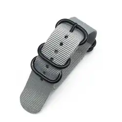 Stylish Multicolor Nylon Watch Strap with Black Ring Buckle - Striped, Waterproof, and Versatile Accessory - 22mm (Grey)