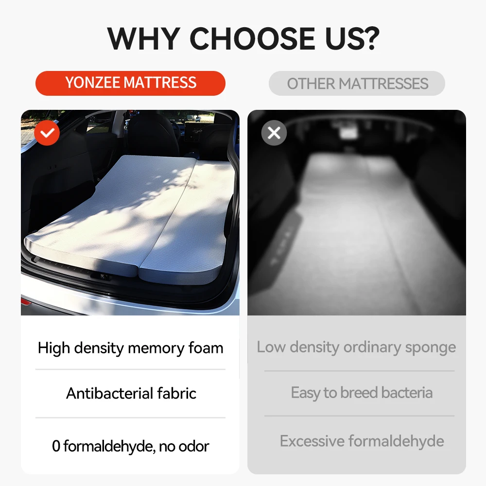 YZ Camping Mattress car sleeping mattress camping mattress For Tesla Model Y Juniper-Memory Sponge Mattress Car Travel Bed Portable In Car Outdoor Camping