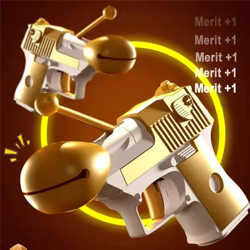 Creativity Stress Relief Toy Merit + 1 Radish Gun Wooden Fish Unique Decompression Praise Prop Sensory Toy for Kids Adults
