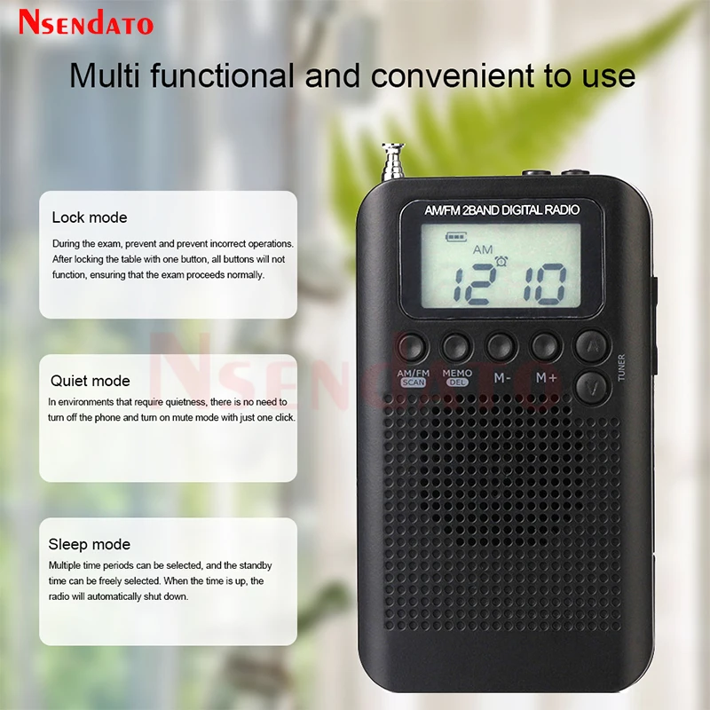 HRD 104 Pocket AM FM Mini Digital Stero Radio With LCD Display Loundspeaker Protable 2 Band Rechargeable MP3 Music Radio Player