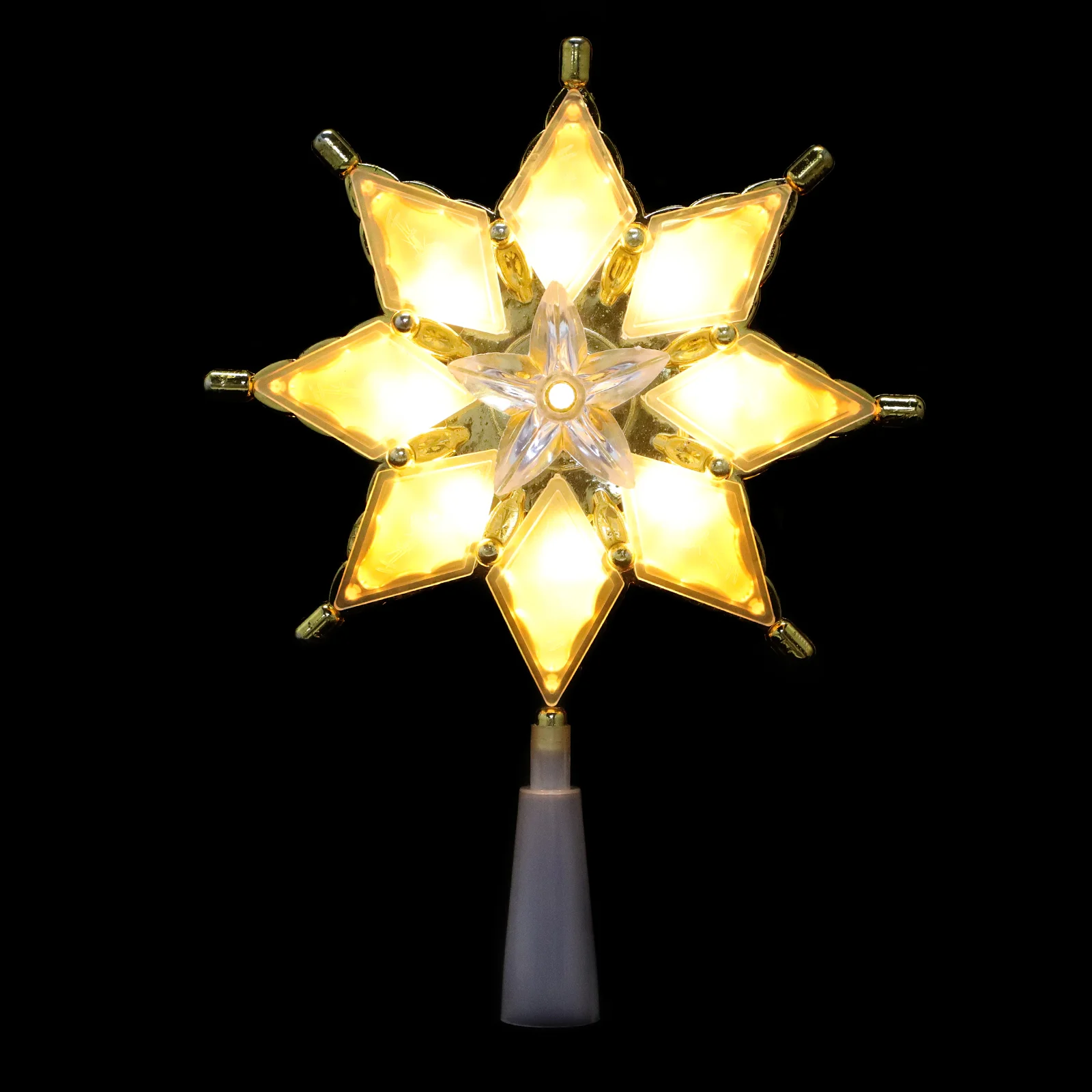 

Christmas Tree Star Toppers 3D Star Tree Topper Lights Double Sided Gold Snowflake Tree Top Led Lights Ornament Xmas Tree