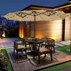15 ft Large Patio Umbrella with Solar Lights Double-Sided Outdoor Rectangle Market Umbrellas with 36 LED Lights/Base 1