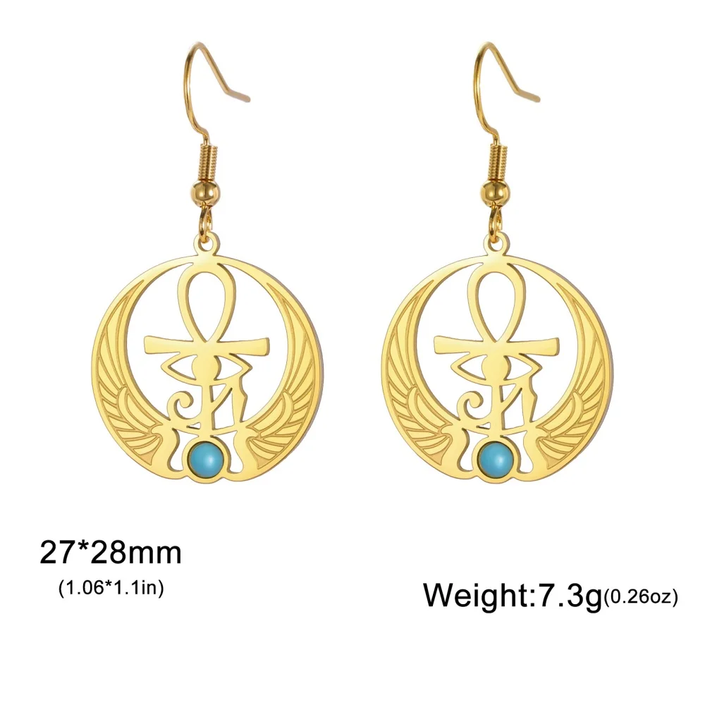 Ankh, collana da donna, in acciaio inox, simbolo egiziano antico, divinità dell'Ankh, collana a croce/orecchini, amuleto, gioielli, regalo, Acciaio inossidabile, Nessuna pietra preziosa