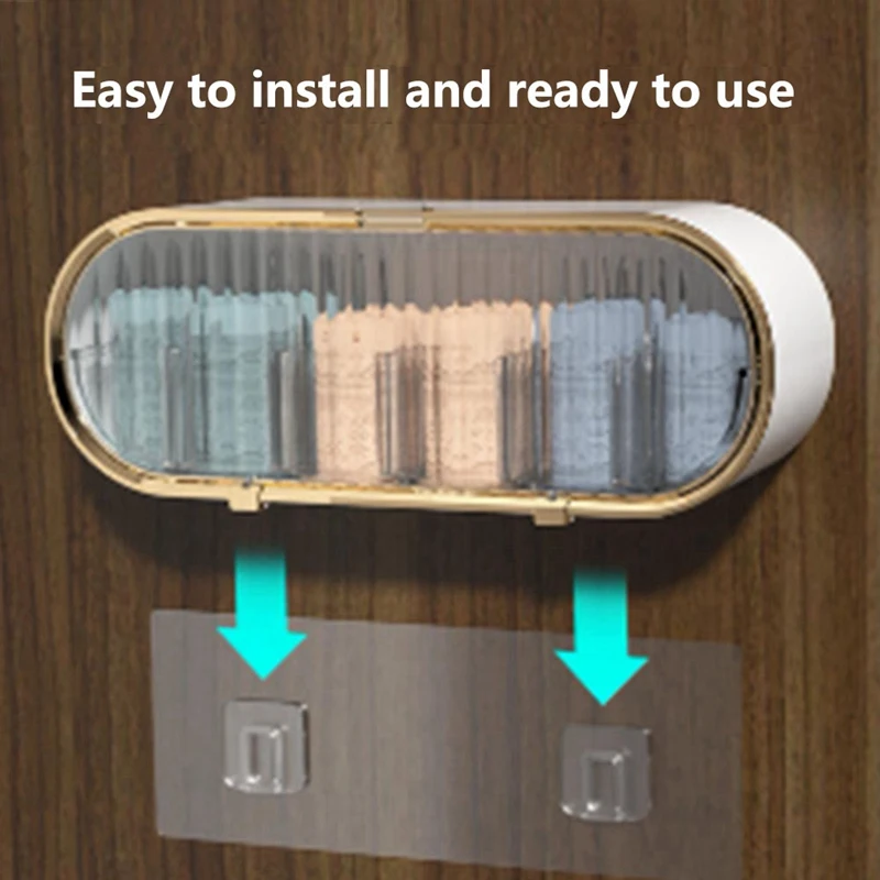 X52A-Underwear Storage Box Socks Briefs Bras Panties Holder Wall Mounted Multi-Grids Movable Baffle Capacity Dustproof 2