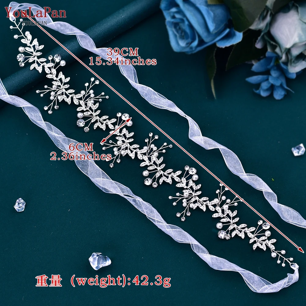 YouLaPan 3 Colors Wedding Headpiece Rhinestone Bride Hair Accessories Alloy Leaf Woman Hair Vines Headband Bridal Jewelry