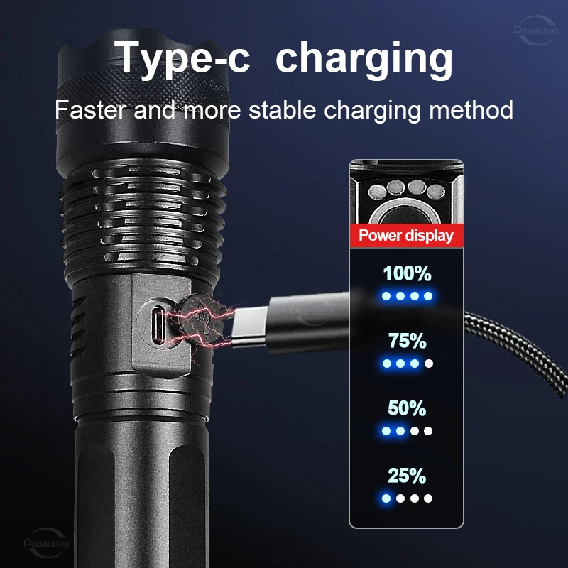 XHP360       Led  ġ Usb Type-c USB  LED  18650 ͸