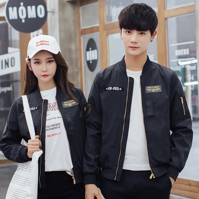 Bomber Jacket Men Fashion Casual Windbreaker Couple Outfit Spring and Autumn New Hot Outwear Stand Slim Military Embroidery