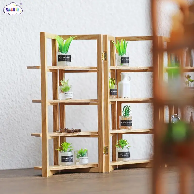 

1Pcs Dollhouse Miniature Wooden Modern Style Furniture Bookcase Display Shelf Wood Bookcase Doll House Decor Toys