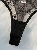 Ensemble de lingerie semi-transparente noir confortable et léger pour femmes, 2 pièces, ZA824057 6