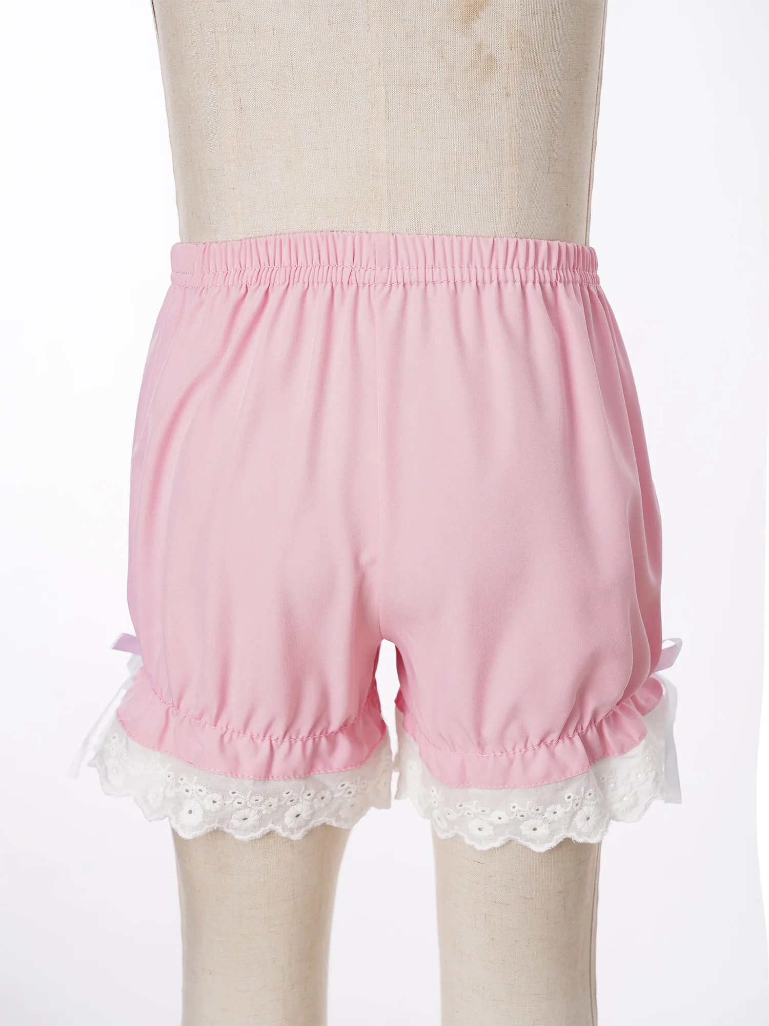 Kids Girls Safety Shorts Pants Elastic Bowknot Lace Waist Bloomers Pumpkin Shorts Breathable and Safety Underwear Clothing