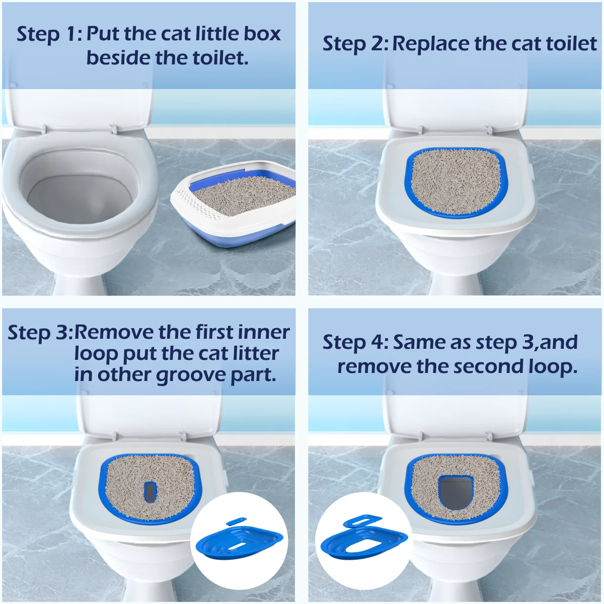 Newest Design Reusable Cat Toilet Bowl Training Kit Litter Box Cat Training Product Litter Tray