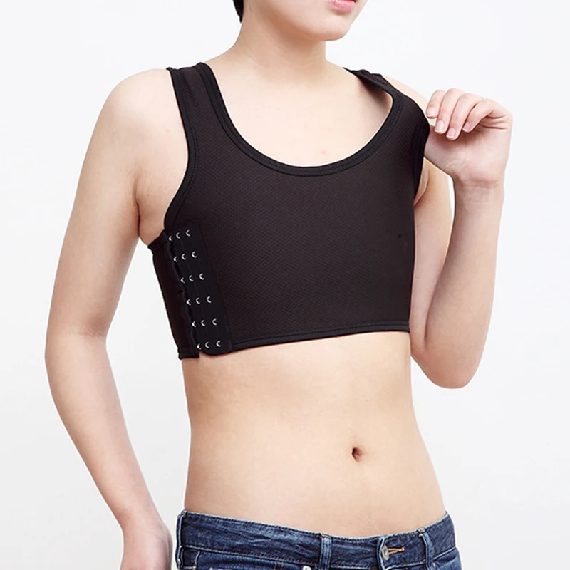 Breast Binder slim Flatten breast Tank Vest Casual Shaper Tops Breathable Buckle Short Les Trans corset Bra