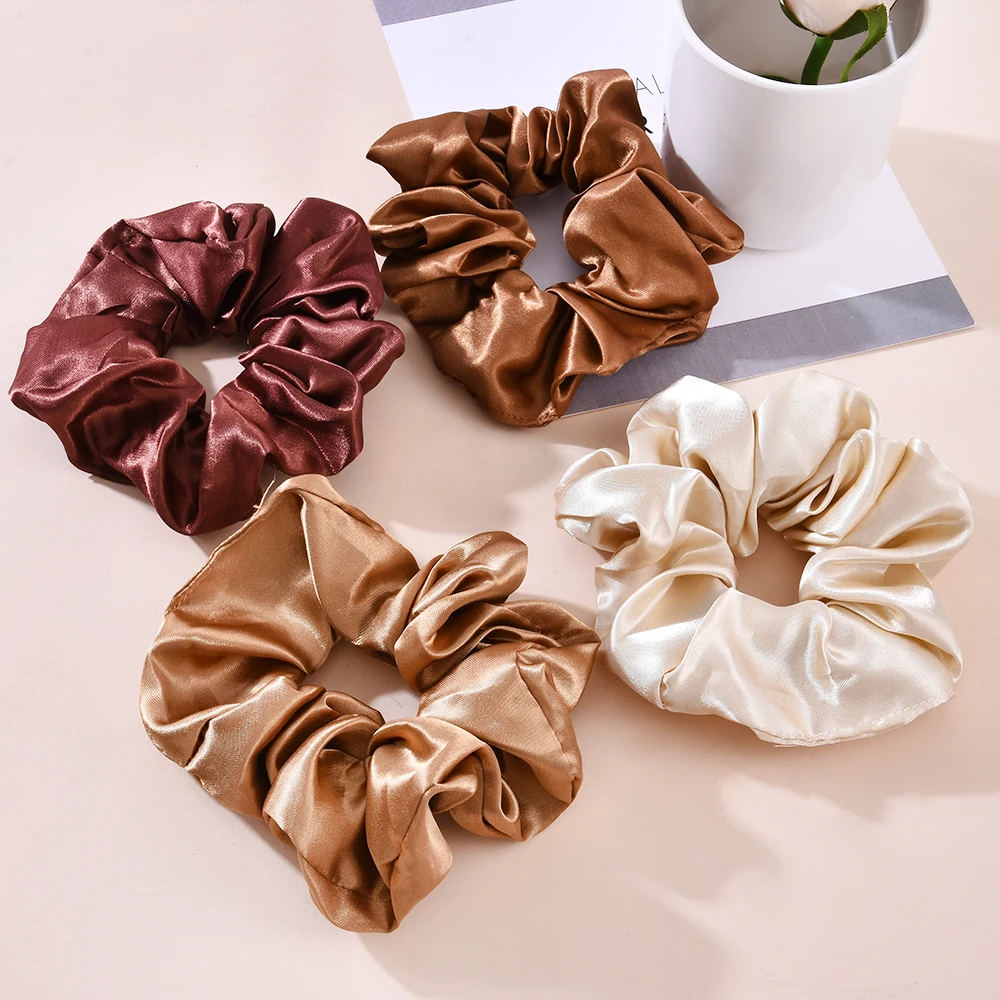 Women Satin Silk Hair Tie Elastic Scrunchies Ponytail Holder Hair Rope Rings New Christmas Hair Accessories Wholesale hair clips for women