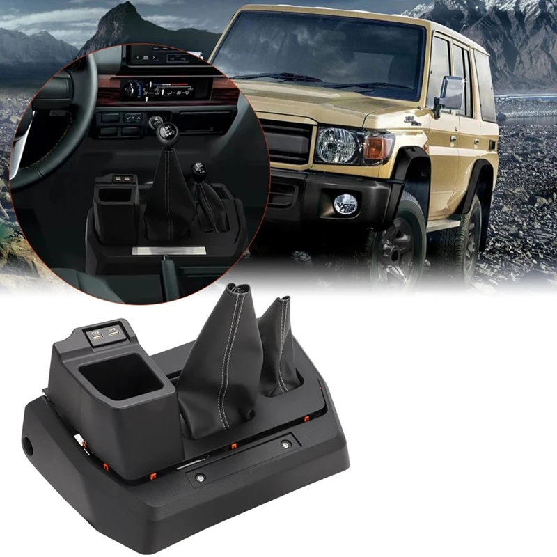 

USB Charger Centre Console Box Organizer Shift Gear Leather Boot For Toyota Land Cruiser LC70 LC76 LC79 FJ70 FJ76 FJ79 Parts