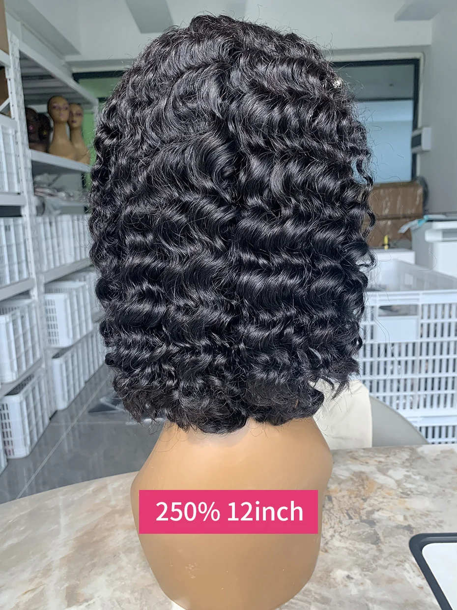 250 Density Double Drawn Deep Wave Frontal Wig 13x4 13 x 6 Bob Raw Vietnamese Wet and Wavy Human Hair Wigs 10 12 14 Inch human hair wig