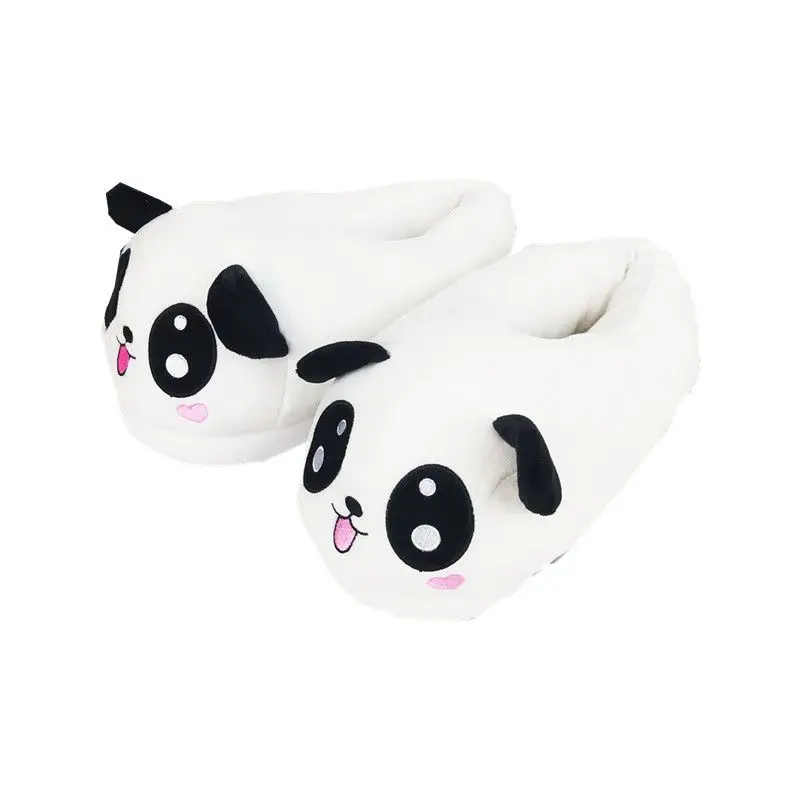Panda Slippers White Cartoon Novelty Slippers Nonslip Funny One Size Plush Winter Indoor Warm for Bedroom Shoes Family Slippers