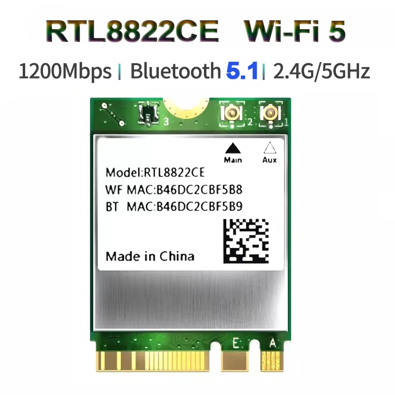 Ehwisbe RTL8822CE WiFi Card+Antenna 1200Mbps 2.4G+5Ghz