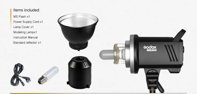Godox 200W MS200 or 300W MS300 Studio Flash 2.4G Built-in Wireless Receiver Ligh