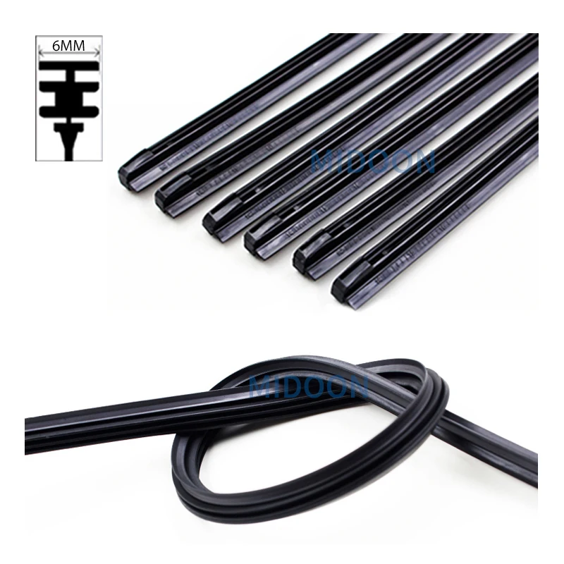 MIDOON Car Vehicle Insert Rubber strip Wiper Blade (Refill) 6mm Soft 14" 16" 17" 18" 19" 20" 21" 22" 24" 26" 28" 1pcs Accessorie 3