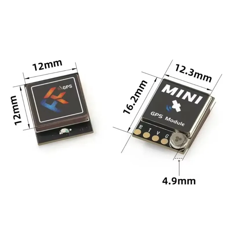FlyfishRC M10 Mini GPS Module dans sa boîte, avec câble et autocollant.