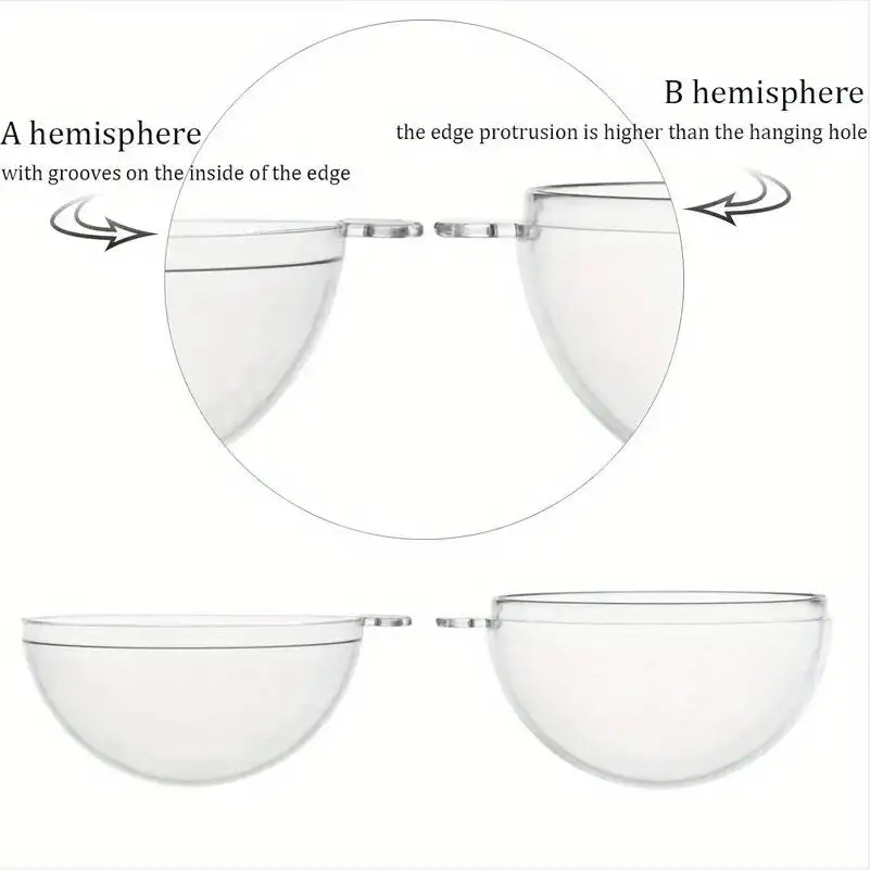 10 stücke Ball 4/6/8 cm Transparent Offene Kunststoff Weihnachten Dekoration Ballon Acryl Klar Flitter DIY Ornament geschenk Geschenk Box Ball – Detail 16