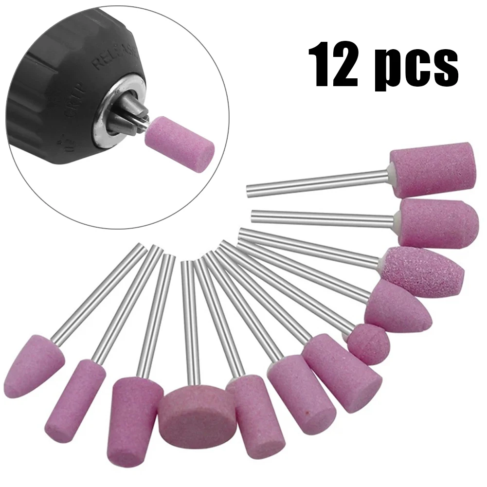 Grinding Head Bit Polishing Head Wheel Abrasive Stone 12 Pcs For Rotary Power Tools Electric Grinder electric grinder electric angle grinder mini electric grinder drill grinder bit