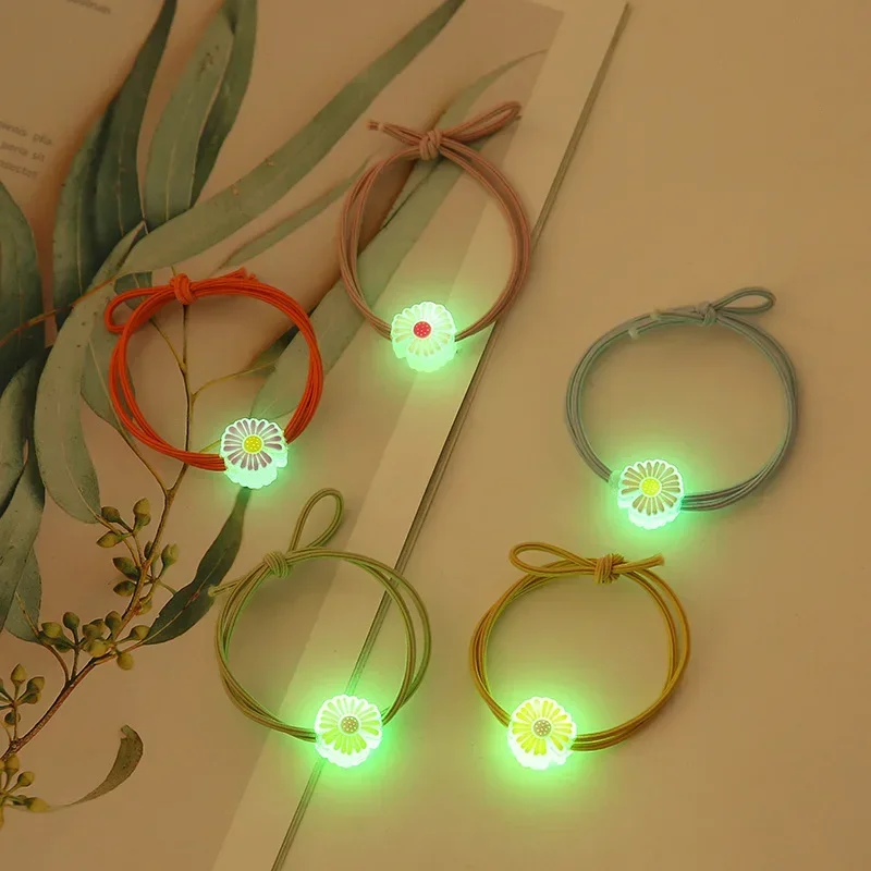 5Pcs Mosquito Killer Repellent Glow-In-The-Dark Bambini Headrope Hair Circle Simple Fashion Small Garden Daisy Rubber Band