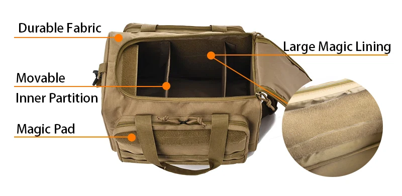 Gun Range Aufbewahrungstasche Molle System Outdoor Jagdzubehör Nylon Gun Tactical Case Taschen Pistolenwerkzeug Schultertasche Sniper Schwarz – Detail 5