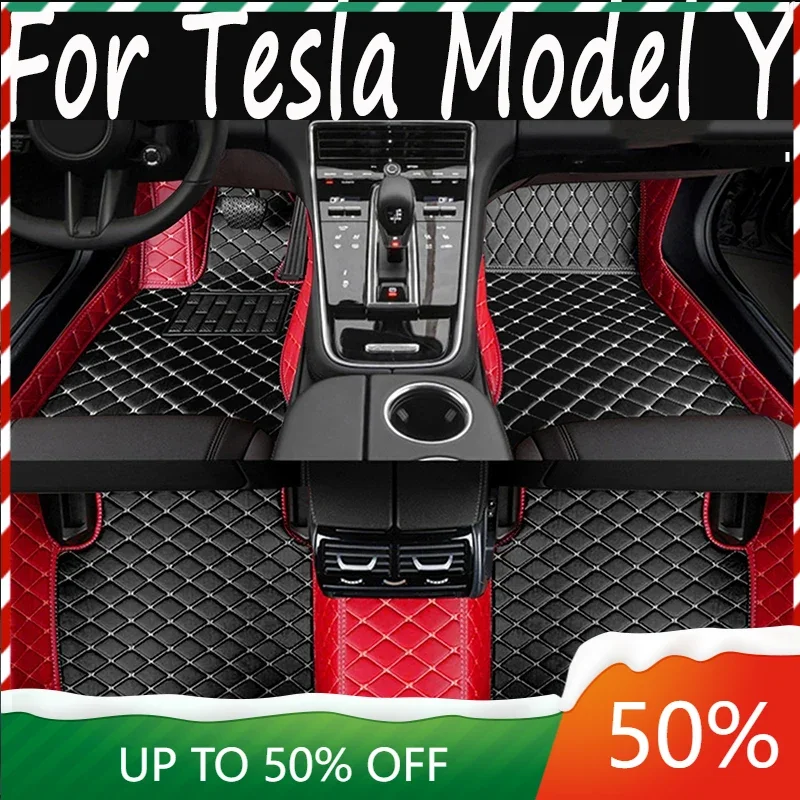 

Индивидуальный автомобильный напольный коврик для Tesla Model Y 2021 2022, ковер, прочный кожаный карман для телефона 100%, подходит для вашего автомобиля