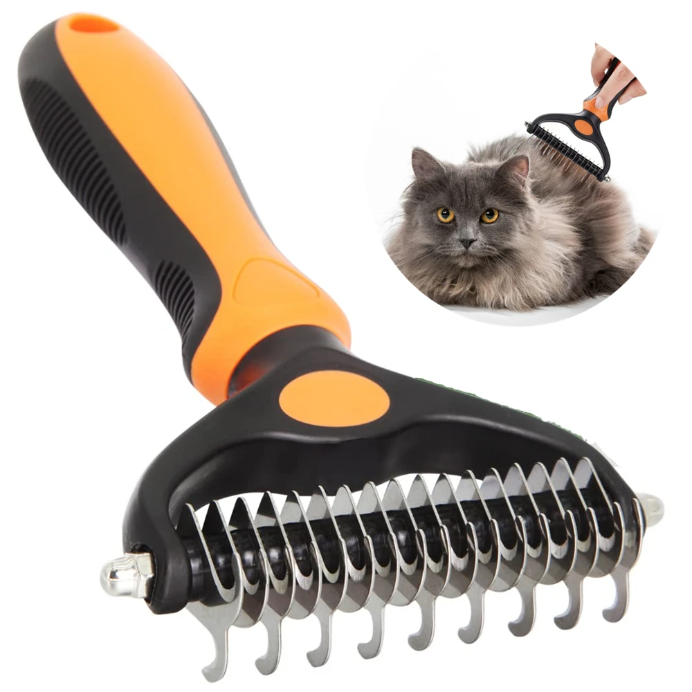 PetDesheddingBrush2SidedUndercoatRakeforDogsCatsRabbits
