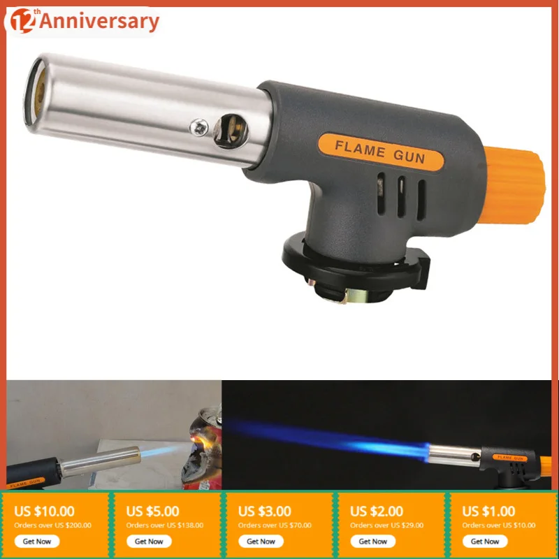 Electronic Ignition Flame Butan Gas Burners Gun Maker Torch Lighter For Outdoor Camping Picnic BBQ Welding Equipment |