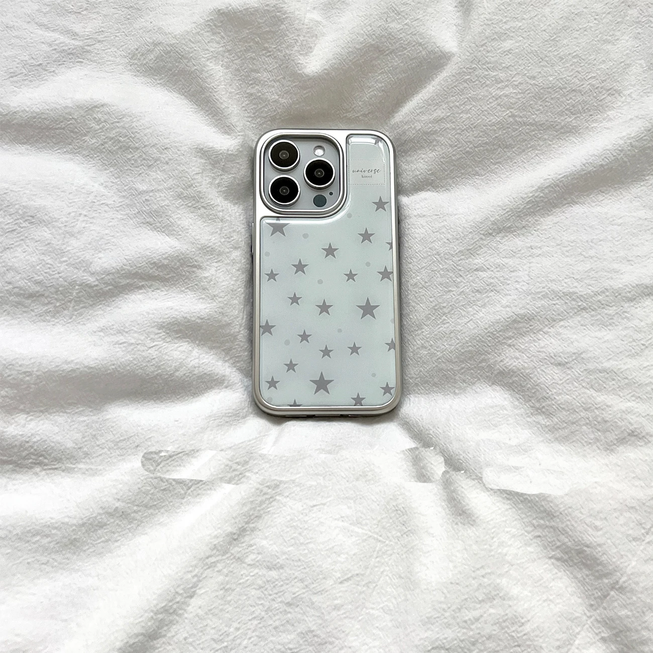 Full Screen Grey Stars Electroplating Phone Case - Creative Cute Cover