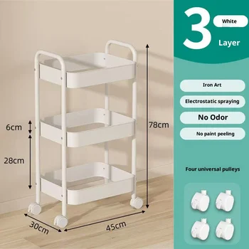 Carrello piccolo portaoggetti mobile multistrato per cucina, camera da letto, bagno, snack, soggiorno e WC