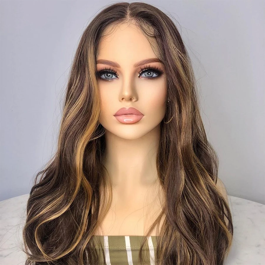 Highligt Blonde Body Wave 28'' 5x5 Silk Base Glueless Soft Jewish Human Hair Wig With Baby Hair HD Lace European Preplucked human hair wig