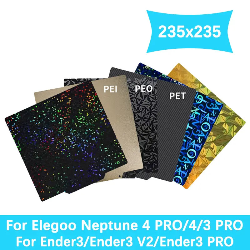 235x235mm PEI PEO PET PEY Spring Steel Sheet For Elegoo Neptune 4 PRO Build Plate Neptune 3 Heatbed For Ender 3/Ender3 V2/AD5M image 1