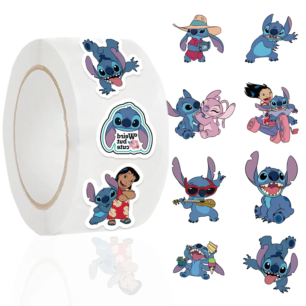 500 יחידות / גליל דיסני סדרת סטיץ' קרטון מדבקות חיתוך חייזר DIY PVC מדבקות למחשב נייד קישוט פרס מתנה צעצוע