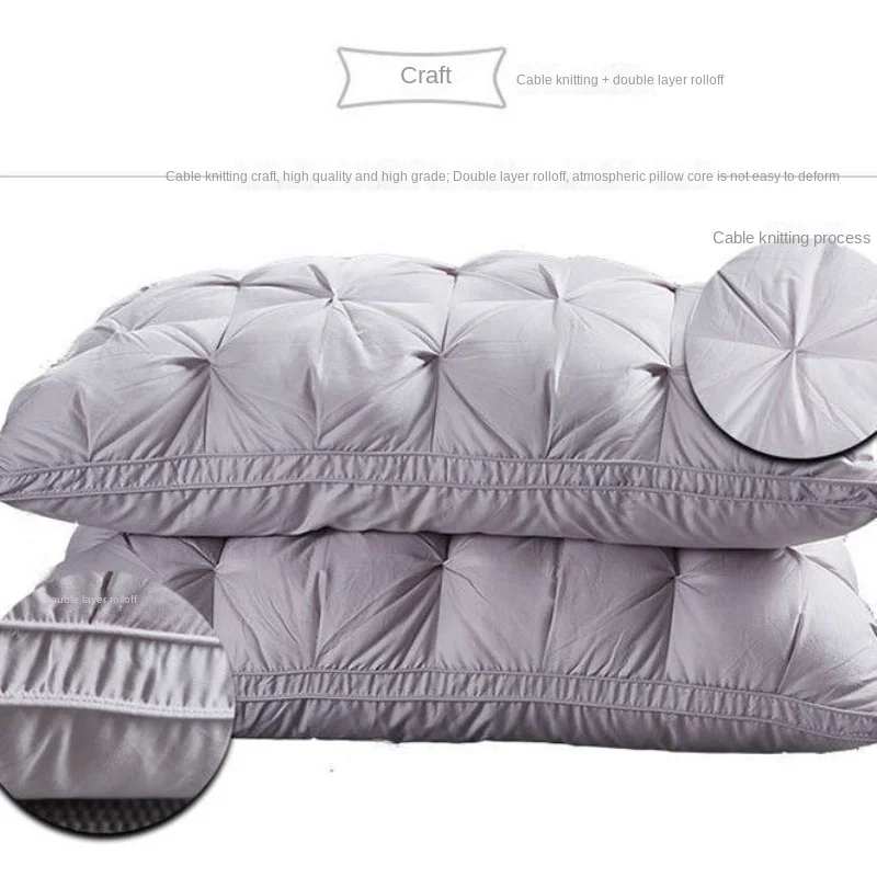 Goose Down Feather Pillow 100% Cotton Frosted Thickened Cervical Pillow Five-star Hotel Sleep Pillow Feather Pillow  1pc 4