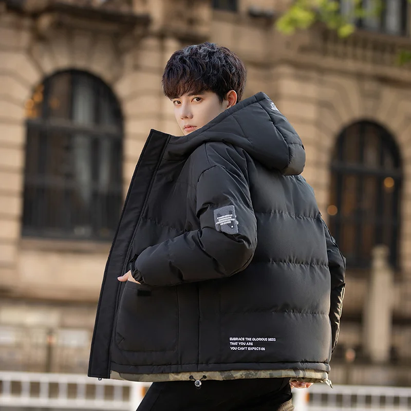 

Winter Men Warm Windproof Thick Jacket 2023 Brand Fashion Parkas Mens Fleece Outwear Harajuku Hooded Parka Jackets Male Coats
