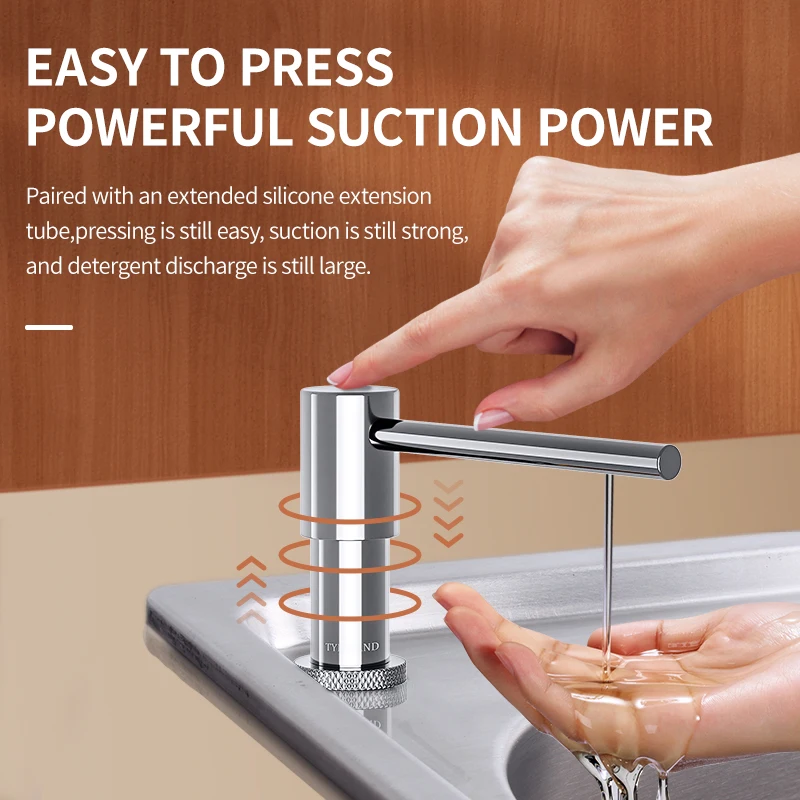 (Gray) Metal Brass Soap Dispenser for Kitchen Sink for Small Openings and Narrow Edge Sink with 59"(1.5M) Tube and Bottle