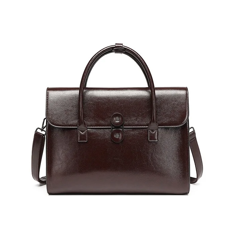 Genuine Leather Women Laptop Bags Luxury Ladies Shoulder Bags Fashion Woman Handbags
